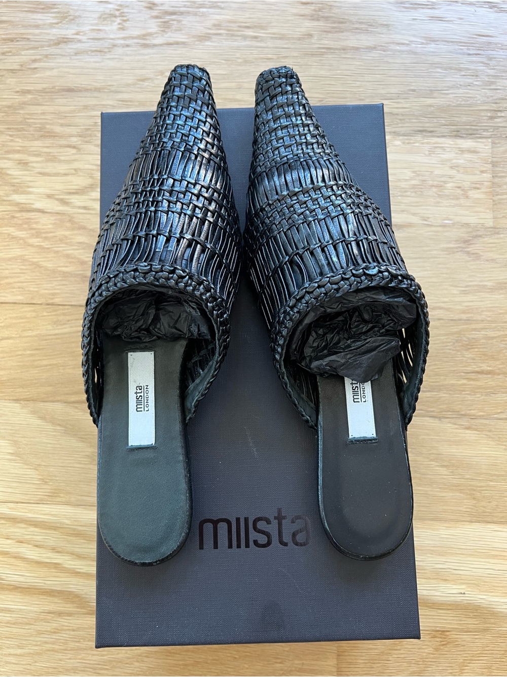 Miista Erica woven leather sandals mules in size 37